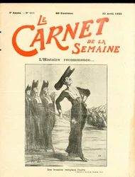 Le Carnet de la semaine "の表紙、モノクロの風刺画