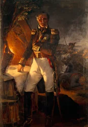 Laurent Marquis de Gouvion Saint Cyr (1764-1830) ポロツクの戦いにおける帝国の牧童の足元の肖像 Emile Horace Vernet (1789-1863) による絵画 19世紀 Sun.2.2x1.42m