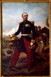 1859年にフランスの牧童となったパトリス・ドゥ・マク・マホン（1808-1893）の足元の肖像、マゼンタ公爵（1873年から1879年まで共和国大統領）6月4日のマゼンタの戦いの代表者