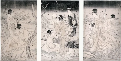夕暮れ時の蛍狩り1796-97（木版画）