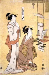 名所を酒器で表現したシリーズ「高輪の帰帆」より