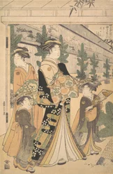 吉原に二人の花魁と女二人。