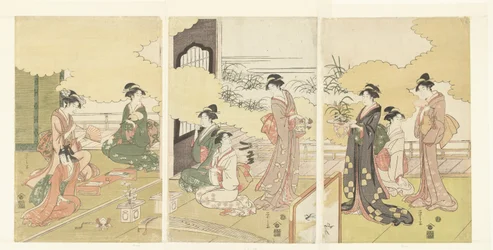 屋外の部屋の女性
