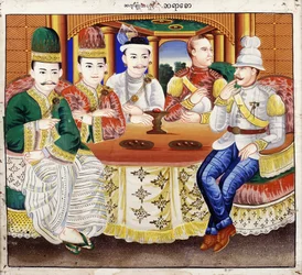 要人とイギリスの将校（テキスタイルのトイレ）と一緒にティボー王