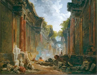 Vue imaginaire de la Grande Galerie en ruine - 廃墟と化したグランド・ギャラリーの想像図 ...