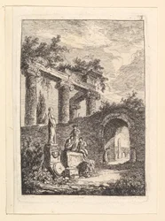 Ruins.ndの前の像