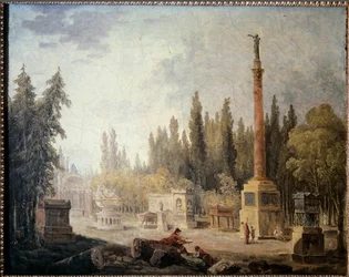 モニュメント・フランセ美術館の庭の眺め ユベール・ロベール（1733-1808）の絵画 18世紀。パリ、カルナヴァレ美術館