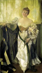 白いサテンのアリス・バーニー、1894年。