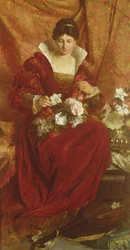 花を生ける女性
