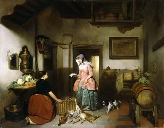 女性がゲームを掃除しているラーダーの内部、1852