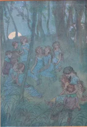 そして、毎晩の草原の妖精たち、歌ってみてください、ウィンザーの陽気な妻たちのイラスト、1910