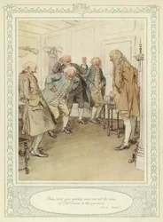 ゴールドスミスの彼女が征服するためにかがむイラスト