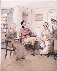 バレンタイン。"I regret that they are out, Patty, but I will wait to their return".(リトグラフ)