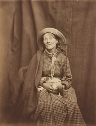 死んだ鳥を抱く女性、サリー郡精神病院、c.1855年（写真）