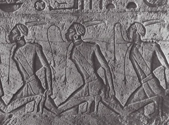 アフリカエジプトの救援、捕虜の輸送、ヌビア（モノクロ写真）