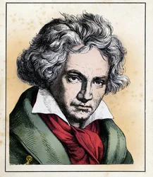 ドイツの作曲家、ピアニスト、ルートヴィヒ・ヴァン・ベートーヴェン（1770-1827）の肖像。