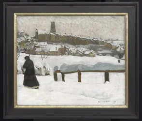 雪の中のフライブルク、1920年頃（canvsdに油彩）