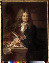 フランスの作家ニコラ・ボワロー(1636 - 1711) dit Boileau Despreaux (Boileau-Despreaux)の肖像 - Hyacinthe Rigaud (1659-1743)の工房で描かれたもの。