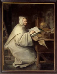 トラップ修道院長アルマン・ジャン・ル・ブジリエ・ド・ランス（1626 - 1700）の全身像。ヒャクサンテ・リゴー（1659-1743）の絵画