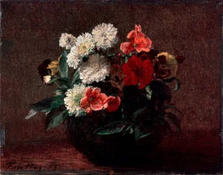 陶器の花瓶の中の花、1883年。