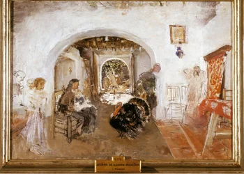 スペインのバレンシアにある農場の内装。絵画：Ignacio PINAZO CAMARLENCH