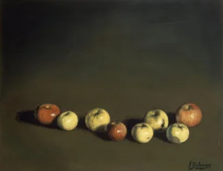 8つのリンゴの静物– 1944 – OLEO - LOENZO – 37 X 72 CM