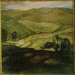 イグナシオ・ズロアガ-アラゴンの風景 &39;、1911年、キャンバスに油彩、81×78 cm