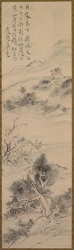 18 世紀の寒山寺に描かれた張起の詩の挿絵。