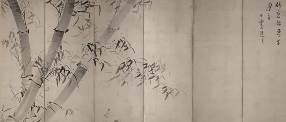 月光竹、6パネル式屏風、c.1758–60（紙にインク）