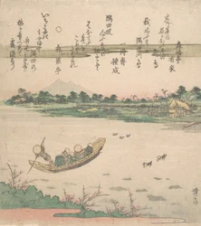 川を渡るボートフェリー、カリフォルニア州。 1840年。