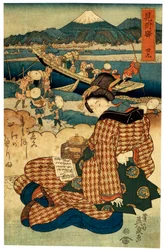 連載「東海道美人図鑑」より「二十九駅見附」c1830-c1835