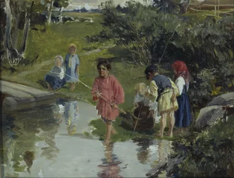 子供の釣り、1882