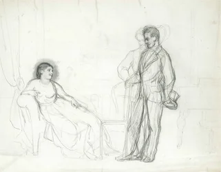ジュゼッペ・ヴェルディ・パー・レーピンのオペラ「椿姫」のヴィオレッタ役のアデリナ・パッティ (1843-1919)、イリヤ・エフィモヴィッチ (1844-1930)、1860 年代末から 1870 年代初頭 - 紙に鉛筆 - コンスタンティヌス宮殿、サンクトペテルブルク