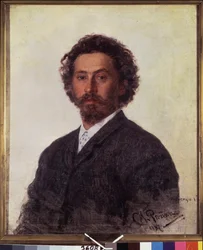 自画像。 Ilya Yefimovich Repin (Ilia Repin) (1844-1930) の絵画、キャンバスに油彩