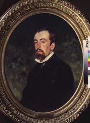 アーティスト ヴァシリー ポレノフ (1844-1927) の肖像画。 Ilya Yefimovich Repin (Ilia Repin) (1844-1930) の絵画、キャンバスに油彩