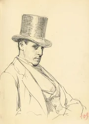 シルクハットを着た男c。 1872-1875