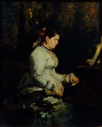 グランドピアノの女性、1880年