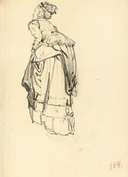 後ろからドレスを着た女性c。 1872-1875