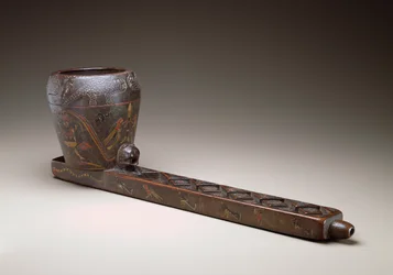 儀式用注ぐ容器、ペルー、1675-1725（チョンタ材、樹脂塗料および釘）