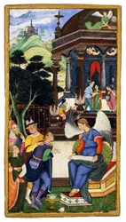 ヨーロッパ人のグループと会話する天使c。 1610