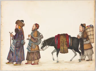 Tataarien perhe, n. 1885 (muste, akvarelli ja kulta paperille)