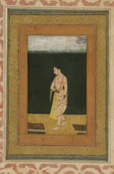 庭を歩く婦人、絵画付きアルバムフォリオ、c.1730