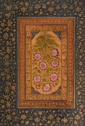 ストークシアとアブドゥルラヒムカーンエカンナのポートレートが掲載されたアルバムページ、1800年頃（紙に不透明なトイレと金）