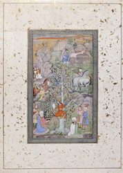 アレクサンダーは哲学者、医師、杯を問う、c.1610（紙に不透明なトイレと金）