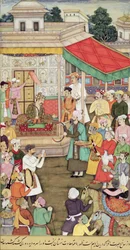 CBL 03.54 Akbar（r.1556-1605）バダフシャンの大使からAkbarnama、c.1605から贈り物を受け取る