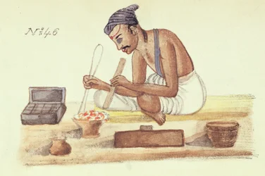 ゴールドスミス、「インドのさまざまなカーストのダイジェスト」から、ベンカタ・ラマスヴァニ作、マドラス1837年発行（カラーリソ）