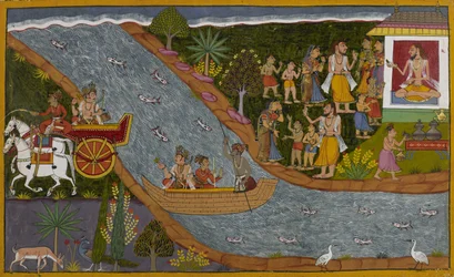 ラクマナ（Lakṣmaṇa）はスマントラ（Sumantra）と共にアヨーディヤ（Ayodhya）に戻り、シーター（Sītā）はヴァールミーキ（Vālmīki）の庵に受け入れられる。