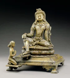 文殊菩薩、シルプール文化、西暦800年（ブロンズ）