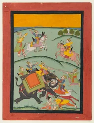 Nata Ragini、1800年以降の分散したRagamalaシリーズのページ（不透明なトイレと紙の上の金）