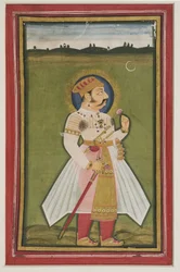 1820年のウダイプールのクンバラナの肖像（インド紙のガッシュ）